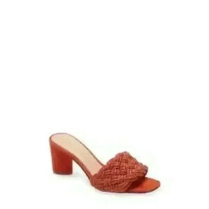 Veronica Beard Kerra Woven Block-Heel Slide Sandals Sz 7.5